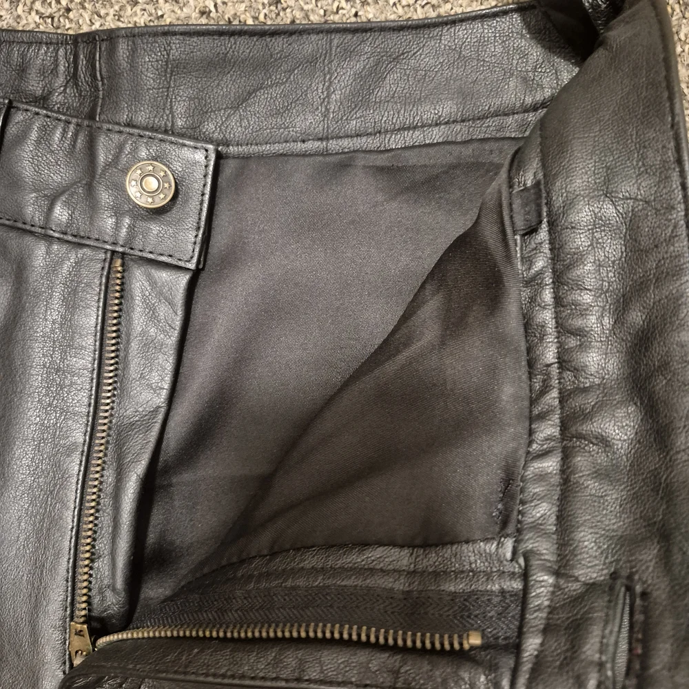 Black and Blue Leather Pants - Picture 7 of 16